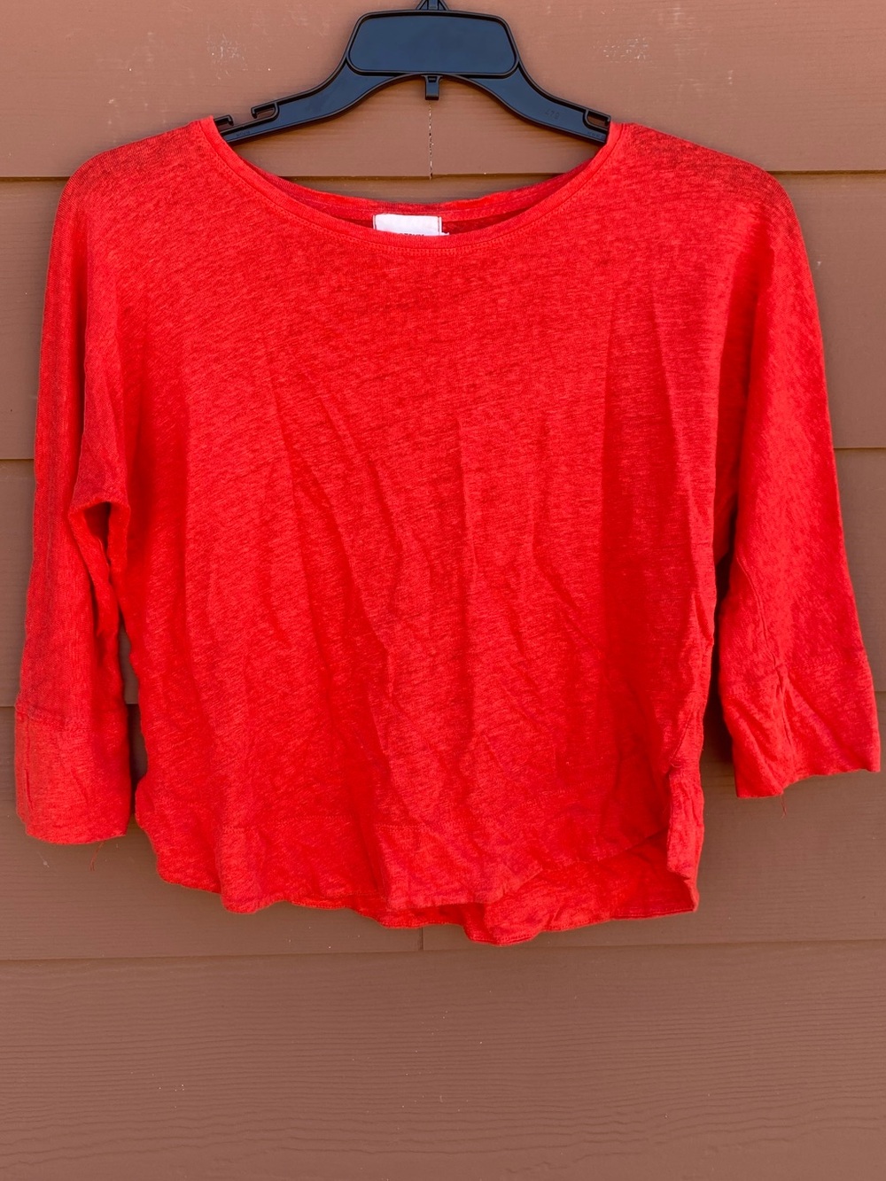 Notshy Cashmere Red 100% Linen Quarter Sleeve Blouse Size Large